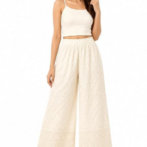 " Brand: fragIn Women's Premium Chicken Palazzo Pants | Wide Leg Flared Fit"