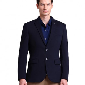 Solid Knitted Blazer for Men
