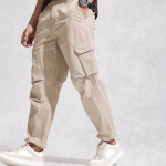 Men Loose Fit Pure Cotton Cargo Trousers