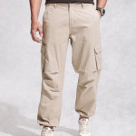 Men Loose Fit Pure Cotton Cargo Trousers