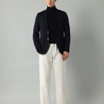 Solid Knitted Blazer for Men