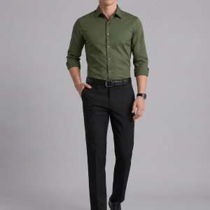 Mid-Rise Cotton Formal Trousers