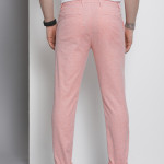 Men Pink Melange Effect Slim Fit Trousers