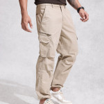 Men Loose Fit Pure Cotton Cargo Trousers