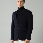 Solid Knitted Blazer for Men
