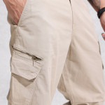 Men Loose Fit Pure Cotton Cargo Trousers