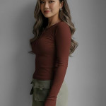 Women's Long Sleeve Slim Fit Top/T-Shirt Henley Neck Casual